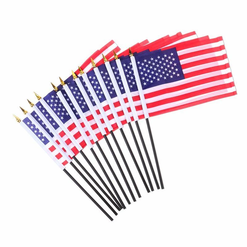 12個米国旗アメリカハンドフラグ米国 アメリカ国旗お祝いパレード旗供給ドロップ無料 Party Diy Decorations Aliexpress