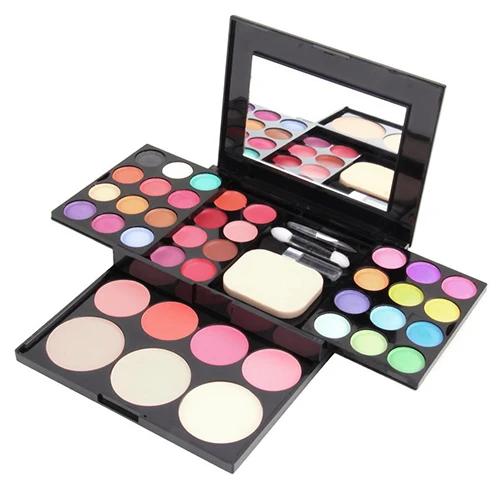 

Blusher Lip Gloss Shimmer Eyeshadow Palette Makeup Kit Brush Mirror Cosmetic Set