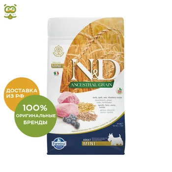 

N&D Low Grain Dog Lamb & Blueberry Adult Mini корм для взрослых собак мини пород, Ягненок и черника, 800 г.