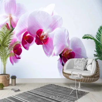 

Else White Floor Purple Pink Orchid Flowers 3d Photo Cleanable Fabric Mural Home Decor living Room Bedroom Background Wallpaper