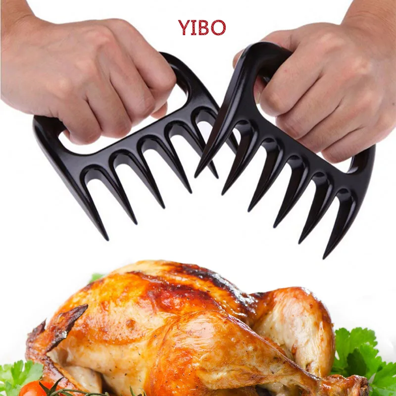 

YIBO 2pcs/sets new bear claws barbecue fork clamp pull meat shreds bristle grill black barbecue set chopped meat barbecue tools