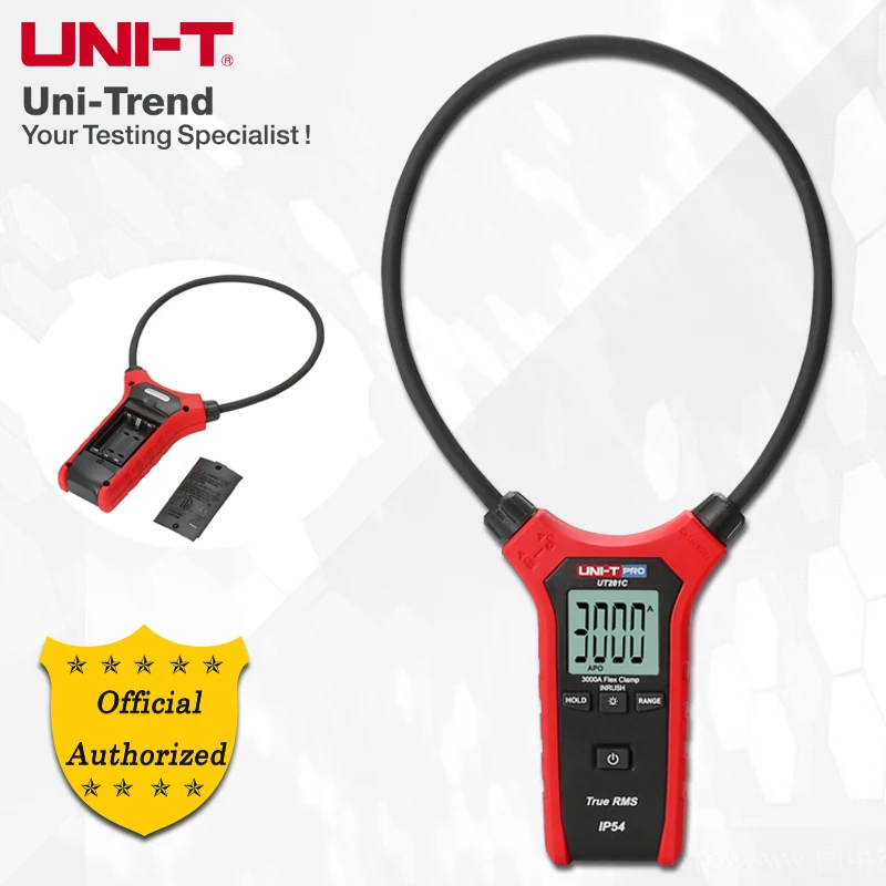 UNI-T UT281A/UT281C/UT281E True RMS Flex Clamp; 3000A AC True RMS Clamp Meter, дисплей низкого напряжения/цифровое удержание/подсветка