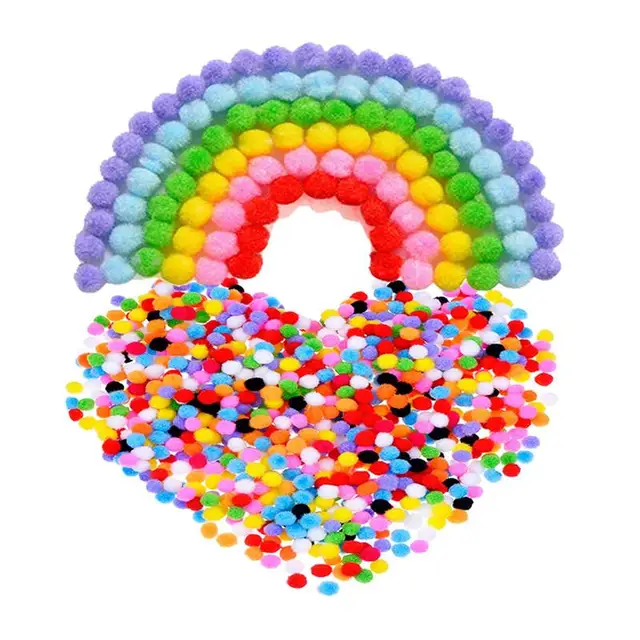1200pcs 10mm Assorted Pom Poms for DIY Creative Crafts Decorations (Mixed Color)