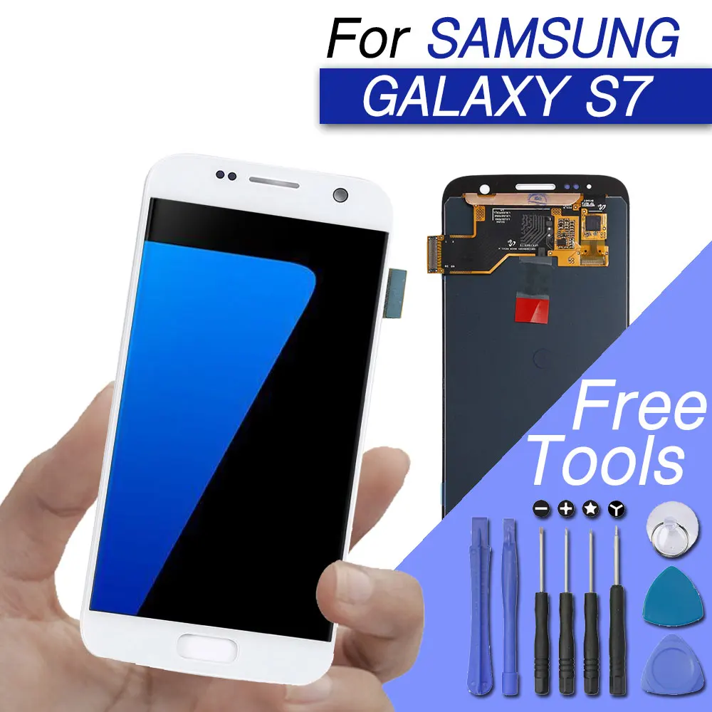 Замена lcd/дисплей/экран для samsung galaxy s7 lcd дигитайзер сенсорный экран amoled Оригинал