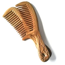 MC Carved Wooden Comb Sandalwood Nature Super Wood Combs No Static Beard Comb Beauty Health Hair Styling Tool Free Shipping