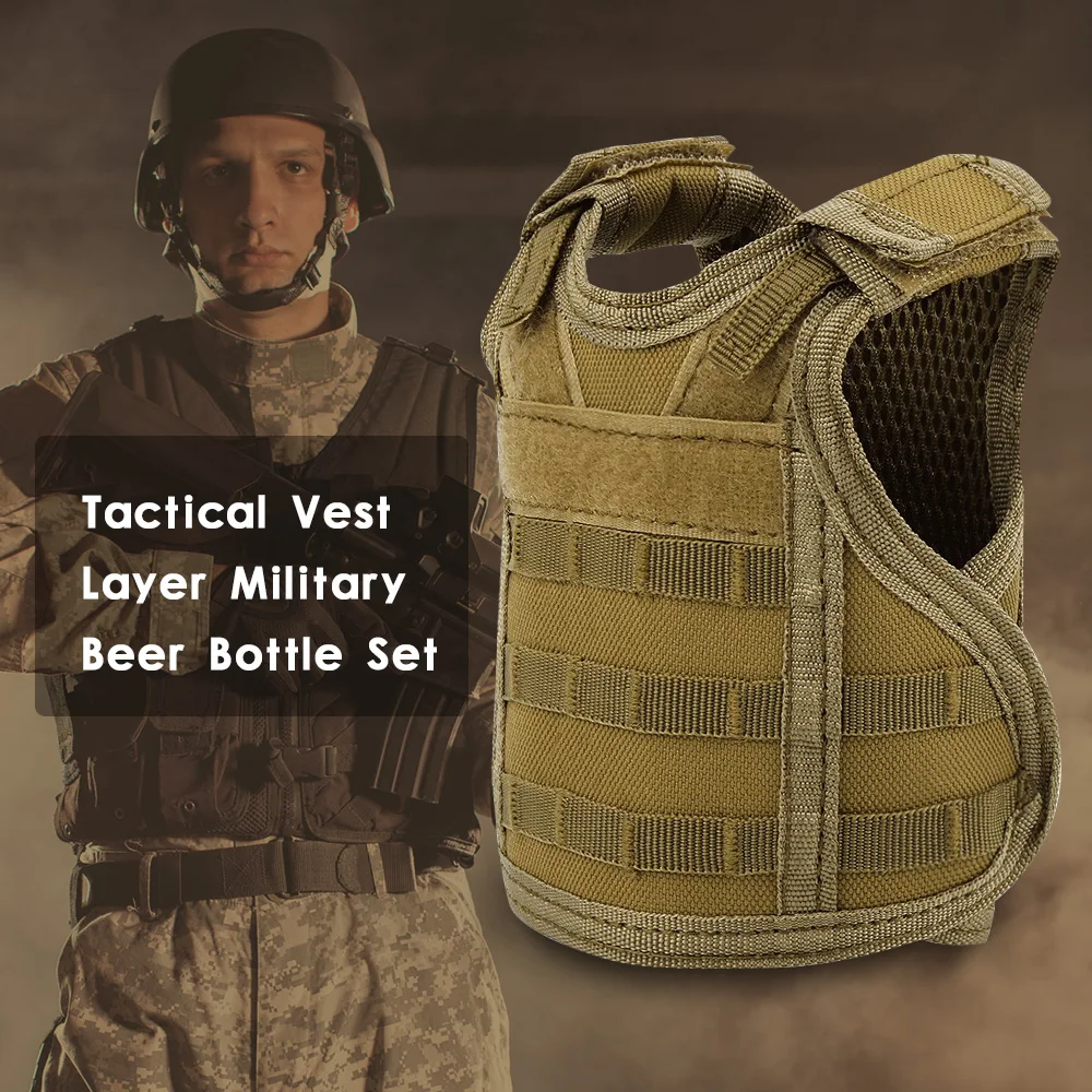 

Tactical Vest Layer Military Beer Bottle Set Mini Molle vest Hunting Bottle Drink set Adjustable Shoulder Straps