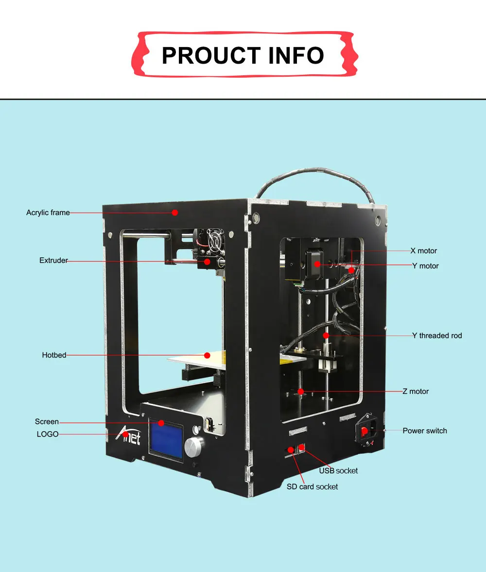 Anet A8 A6 E10 A3S A2 3d Принтер Высокоточный экструдер Prusa i3 3d принтер комплект DIY Impresora 3d с PLA нитью