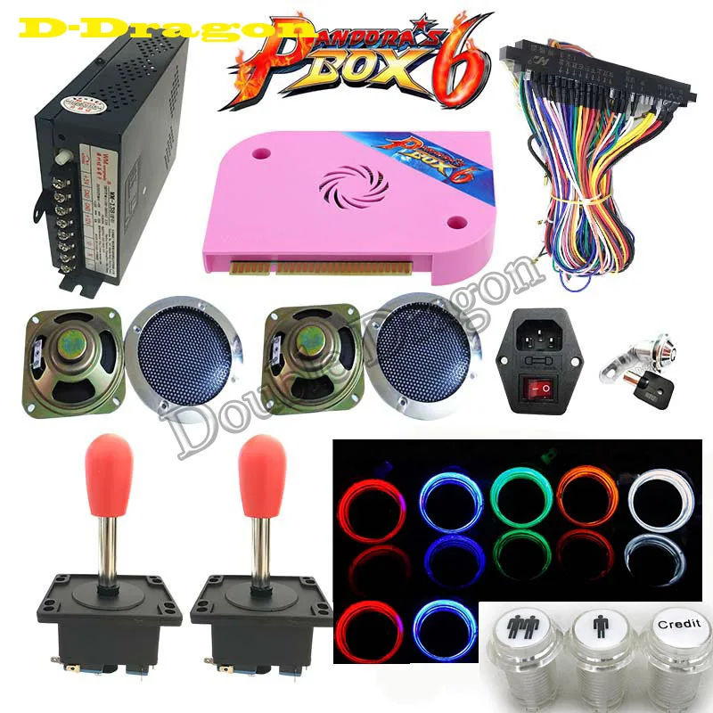 DIY Arcade game console Kit with Pandora Box 6 PCB 1300 in 1 Power Supply Jamma Joystick
