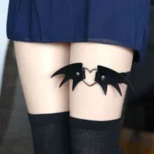 Сексуальные женские носки готика, Харадзюку эластичный подвязка пояс панковский Готический кожаный Крылья Ангела Хэллоуин ноги кольцо