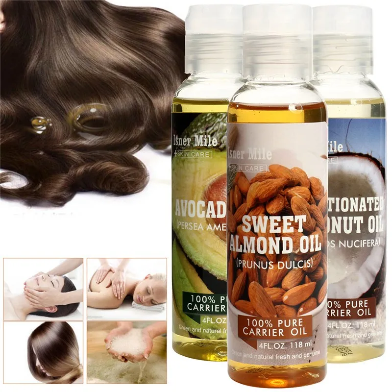 100% puro masaje Natural Spa almendra aguacate Coco aceite esencial prensado en frío hidratante aceite de ricino hidratante cuidado del cabello