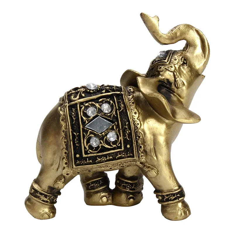 Caliente exquisito Feng Shui elegante estatua de elefante suerte riqueza estatuilla adornos regalo para el hogar Oficina Decoración de escritorio artesanías