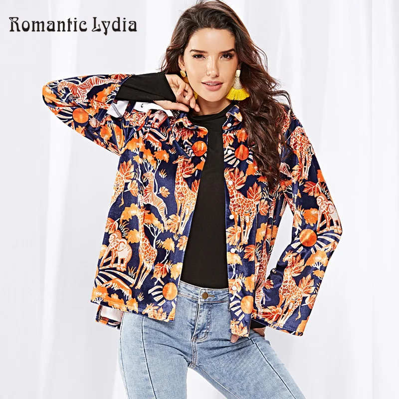 

Women Autumn Winter Velvet Thick Keep Warm Blouses Long Sleeve Buttons Sika Deer Animal Pattern Shirts 2018 Feminine Tops Shirts