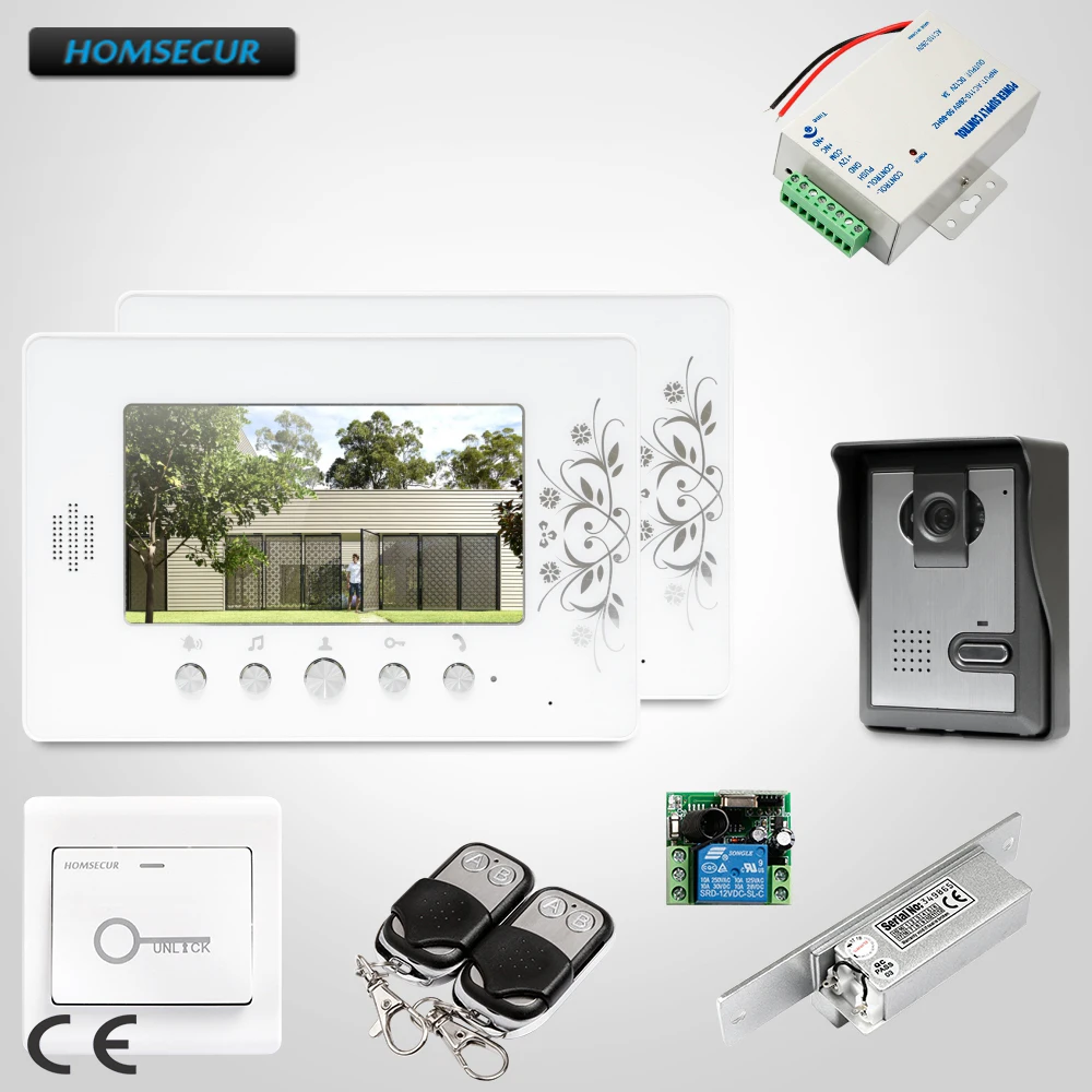 

HOMSECUR 7" Wired Video Door Entry Call System Electric Lock Supported for Home Security XC005+XM709