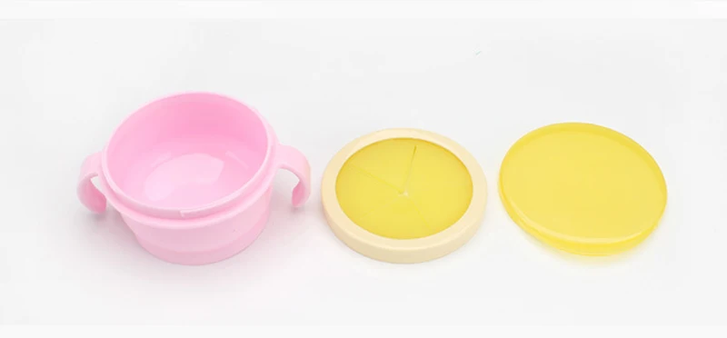 Baby 360 Rotate Spill-Proof Bowl Feeding Food Snack Dishes Tableware Container With Cover & Handle (9)