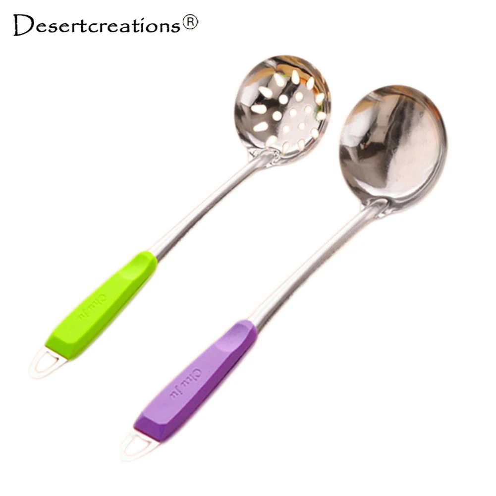 

Stainless Steel Oil Skimmer Strainer Flour Colander Sieve Sifter Cooking Tool Long Handle Soup Ladle Pot Spoon Skimmer Strainer