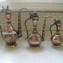 Аутентичный Ручной Работы Медный турецкий кувшин Ewer ibrik 27 см ручной резной эмалированный