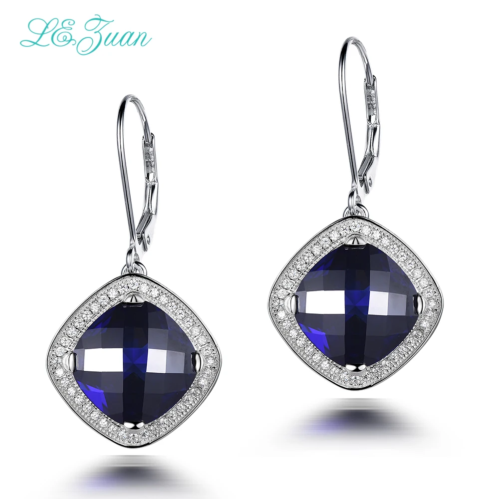 

I&zuan 925 Sterling Silver Drop Earrings For Women 11.22ct Blue Stone Romantic Luxury Earrings Fine jewelry Gift