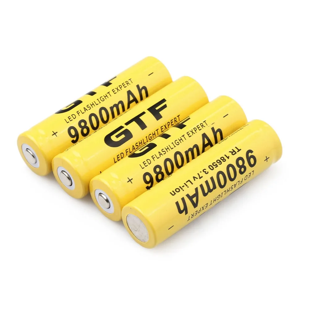 GTF 2 шт 18650 9800 mAh 3 7 V литий ионная аккумуляторная батарея для фонарика + EU li ion