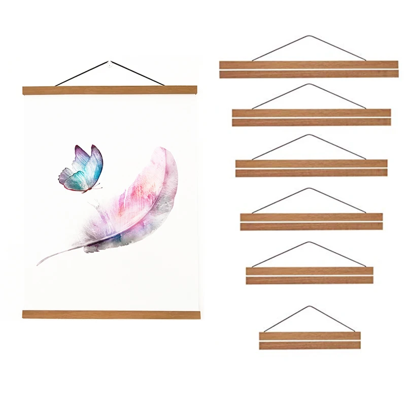 

Magnetic Poster Hanger Frame Photo Picture, Wooden Frame for Canvas Wall Art Print Painting, Teak Wood Hanger Frame