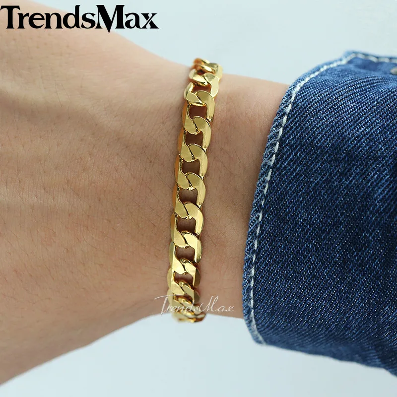 Trendsmax 8 мм 18 см 20 мужской браслет для женщин Снаряженная кубинская звено цепи