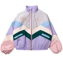 Бейсбольная спортивная куртка в японском стиле, ветровка для тенниса, Непромокаемая Куртка пастельных цветов с нашивками, дождевик с капюшоном