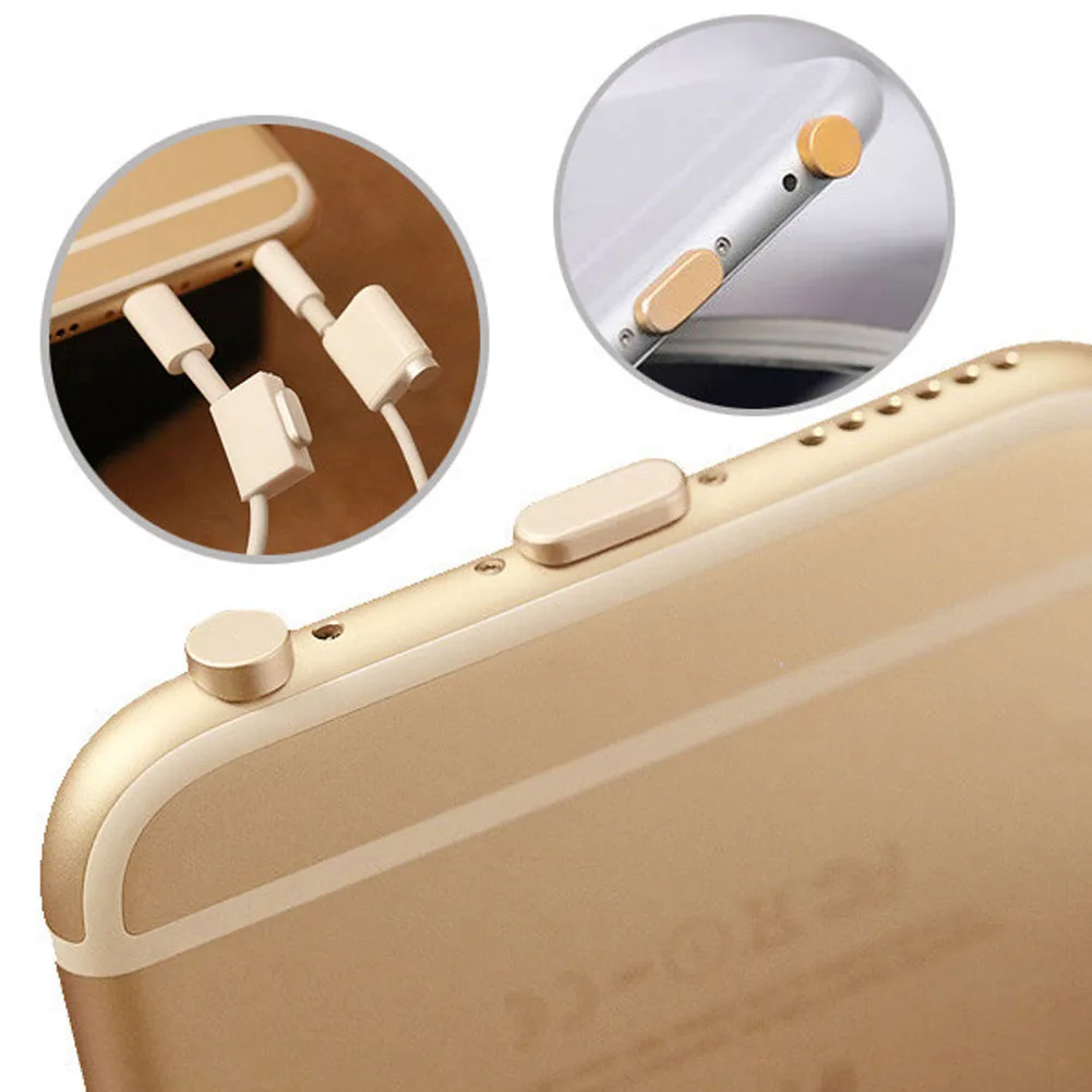 Phone Alloy PU Dust Plug Set for iPhone 7 7plus 5 5S 6 Earphone Jack 8