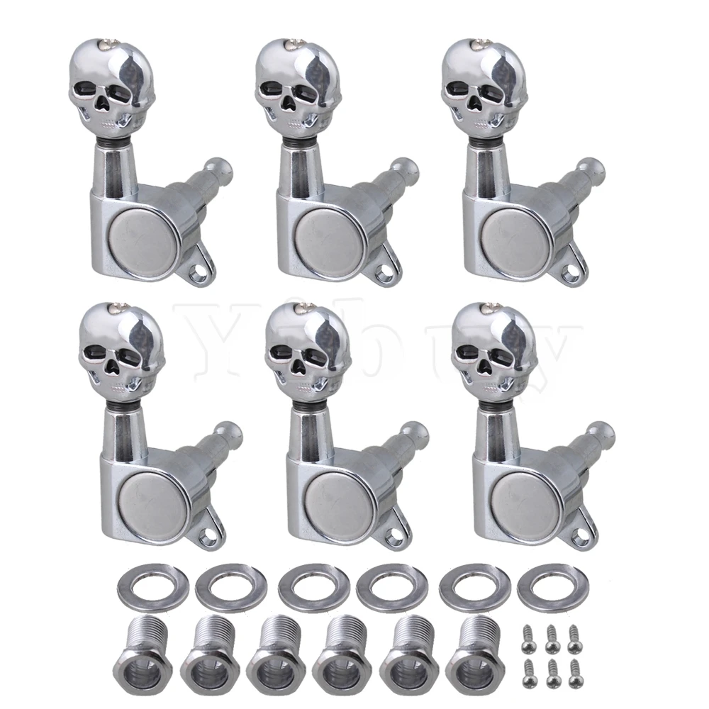 

Yibuy 6pcs 4.3cm x 3.7cm Skull 6R Tuning Pegs for Sealed Electric Guitar