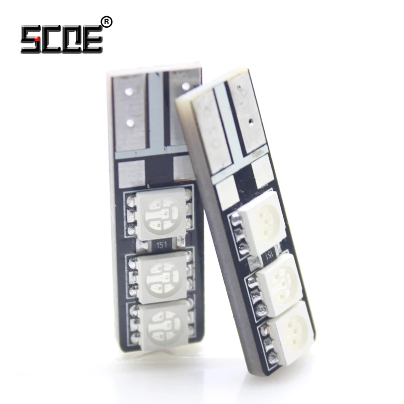 SCOE T10 W5W светодиодный светильник 168 194 2825 6SMD 5050 габаритный фонарь боковой парковочный светильник Canbus без ошибок автомобильный Стайлинг 8 цветов Упаковка из 2