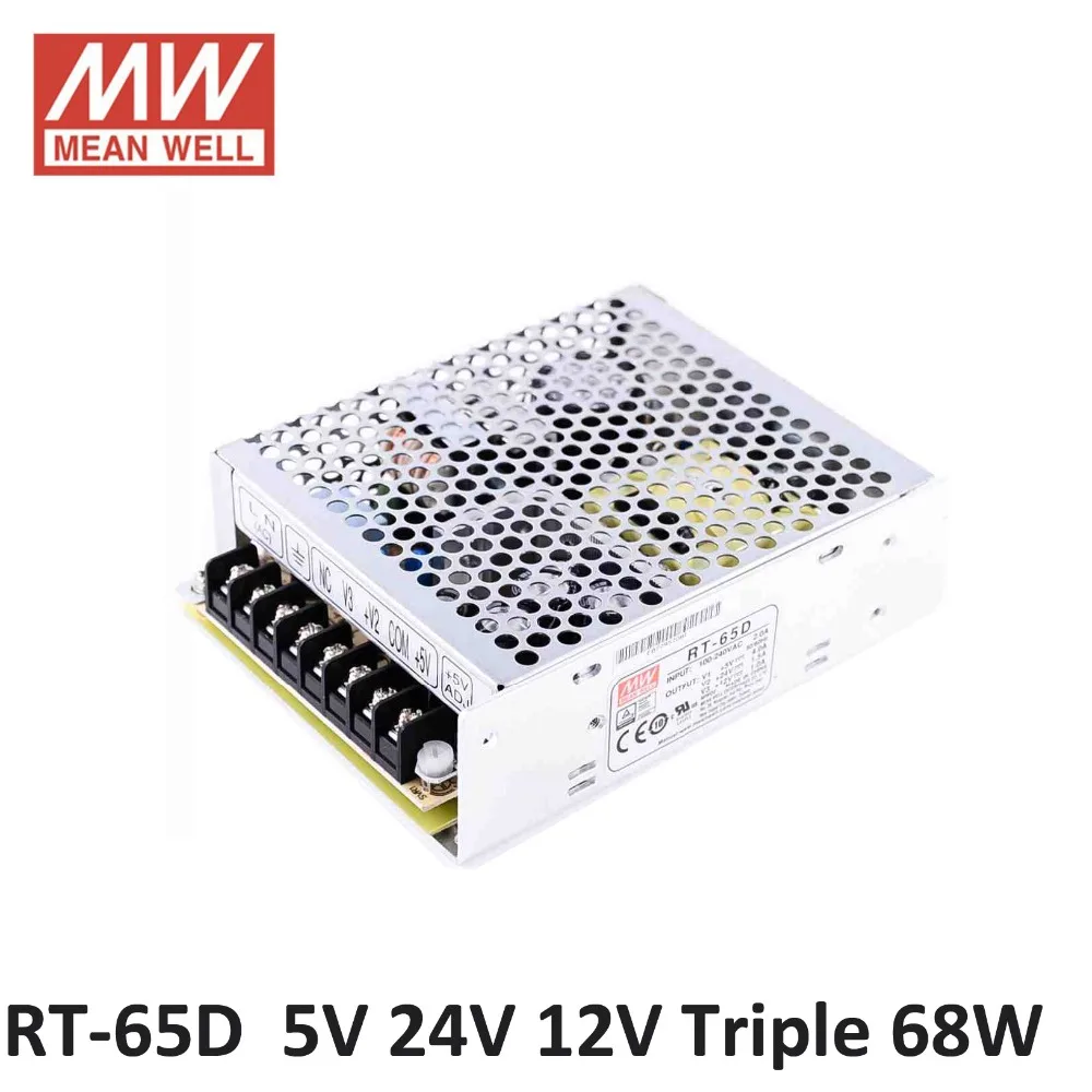Original Mean Well POWER SOURCE RT-65D 68W Triple output +5V/4A +24V/1.5A 12V/1A Meanwell Power Supply UL CE TUV CB | Обустройство