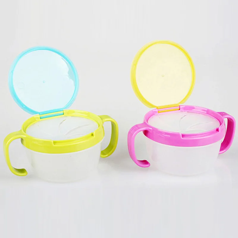 Colorful Baby 360 Rotate Spill-Proof Bowl Feeding Food Snack Dishes Tableware Container With Cover And Handle (7)