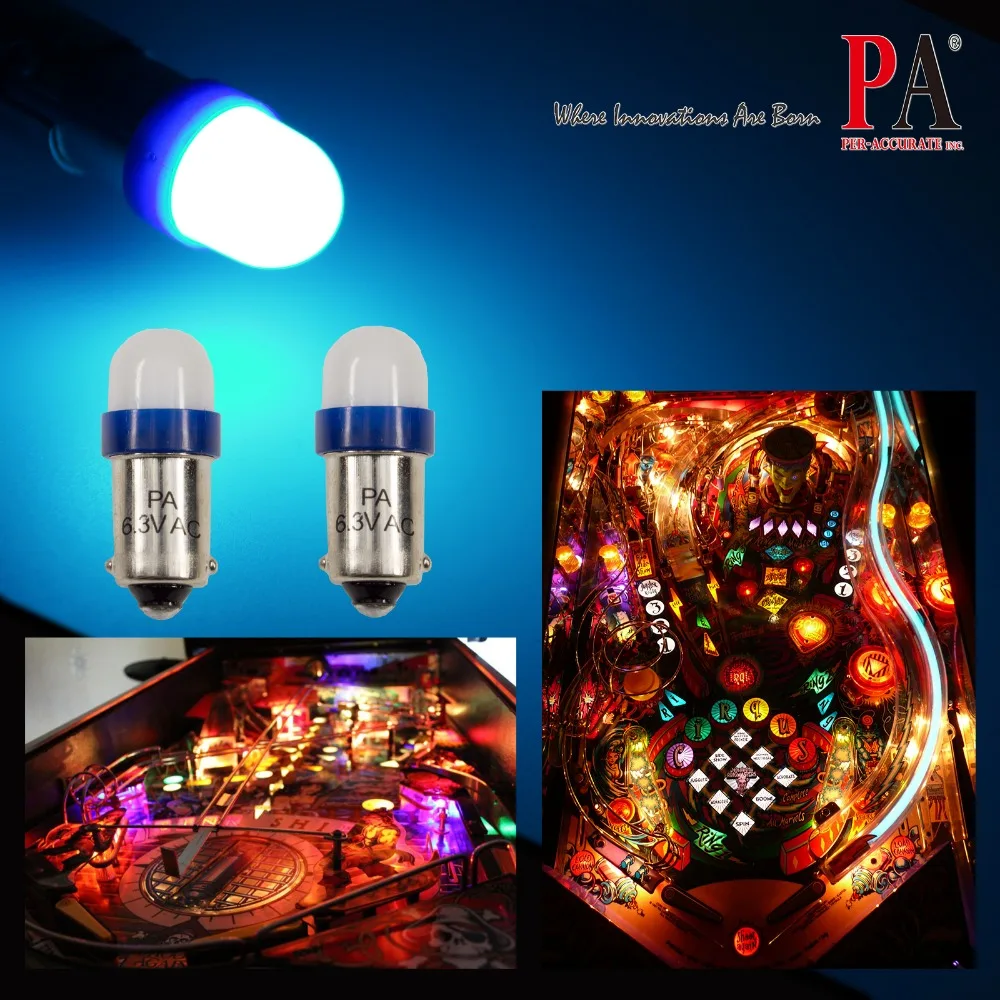 

PA LED 10PCS x #1893 #44 #47 #1847 BA9S 2SMD 2835 LED Pinball Machine Light Bulb 8 Color 6.3V Frosted