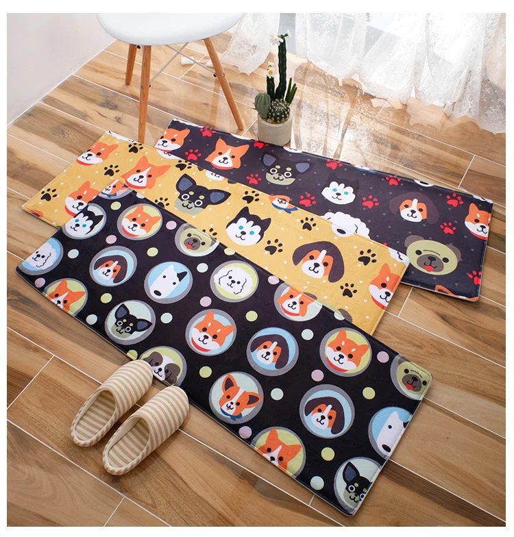 40x60 см/50x80 см/45x120 см/60x90 см милый рисунок собаки коврик ковер противоскользящие поглощает воду; фланелевые бархатные коврики коврик для питомцев