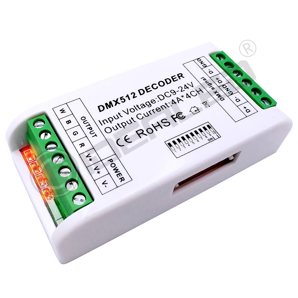 GIDEA светодиодный 3 канала DMX декодер RGB 4 канала DMX512 декодер DMX диммер драйвер для DC12V-24V светодиодный RGB контроллер