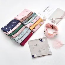 Двухслойная хлопчатобумажная салфетка с мультяшным принтом, Детские воротники с круглым кольцом для мальчиков и девочек, детский шарф, шейный платок, зимние теплые детские аксессуары