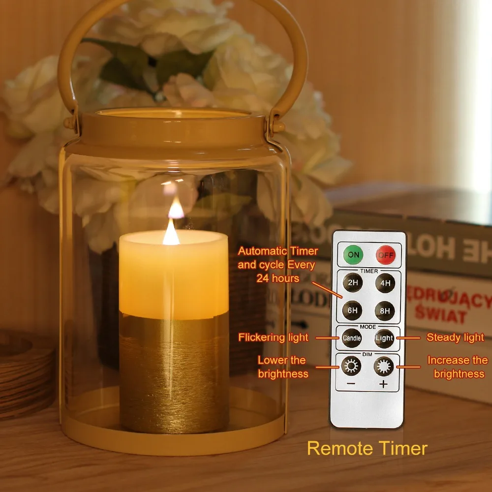 yk13010 remote control led candle golden