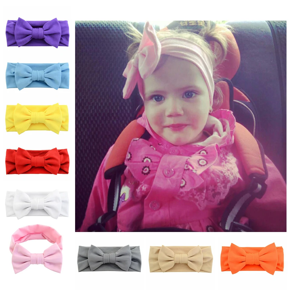 Retail Girl Solid Cotton Elastic Bunny Headband Rabbit Ear Headwrap
