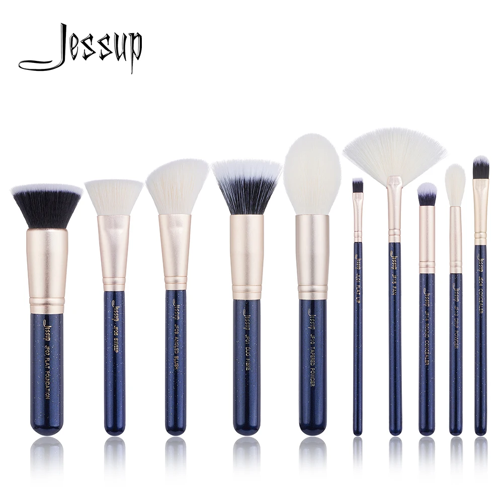 

Jessup 10PCS Prussian Blue / Golden Sands Makeup brushes set Beauty kits Make up brush POWDER FOUNDATION CONCERLER ANGLED