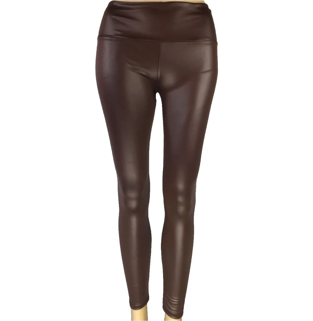 PADEGAO, женские сексуальные современные обтягивающие леггинсы из искусственной кожи, черные, коричневые однотонные леггинсы с высокой эластичной талией, обтягивающие кожаные женские леггинсы в стиле панк
