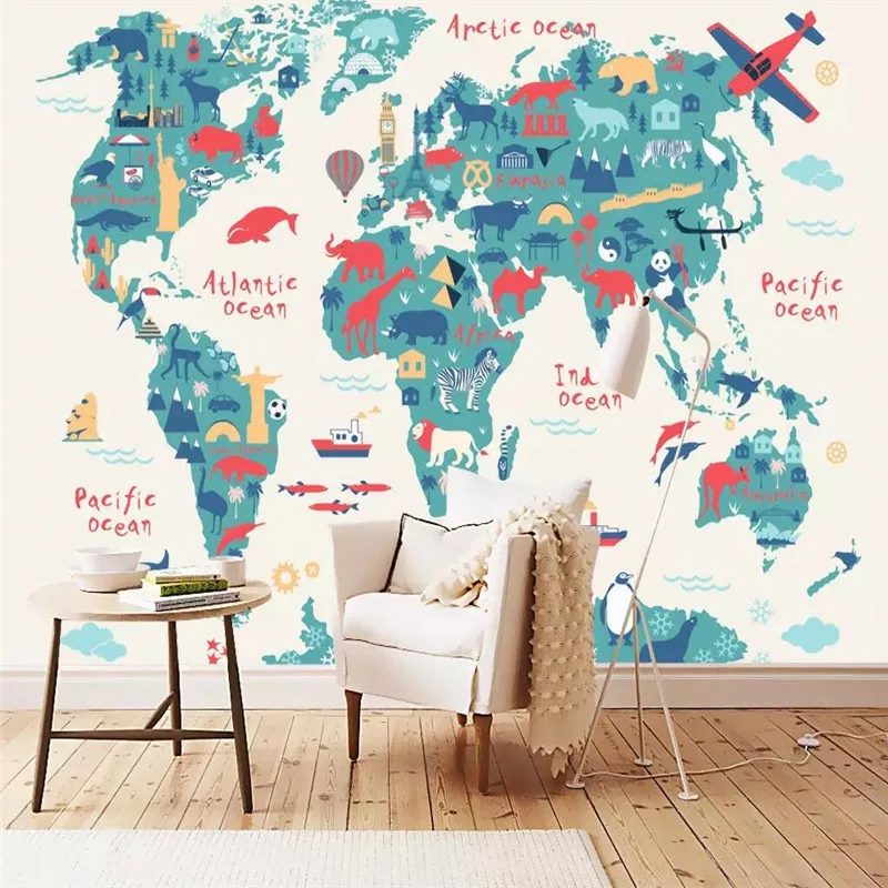 Cartoon version map kindergarten engineering professional production mural factory wholesale wallpaper poster photo wall | Обустройство