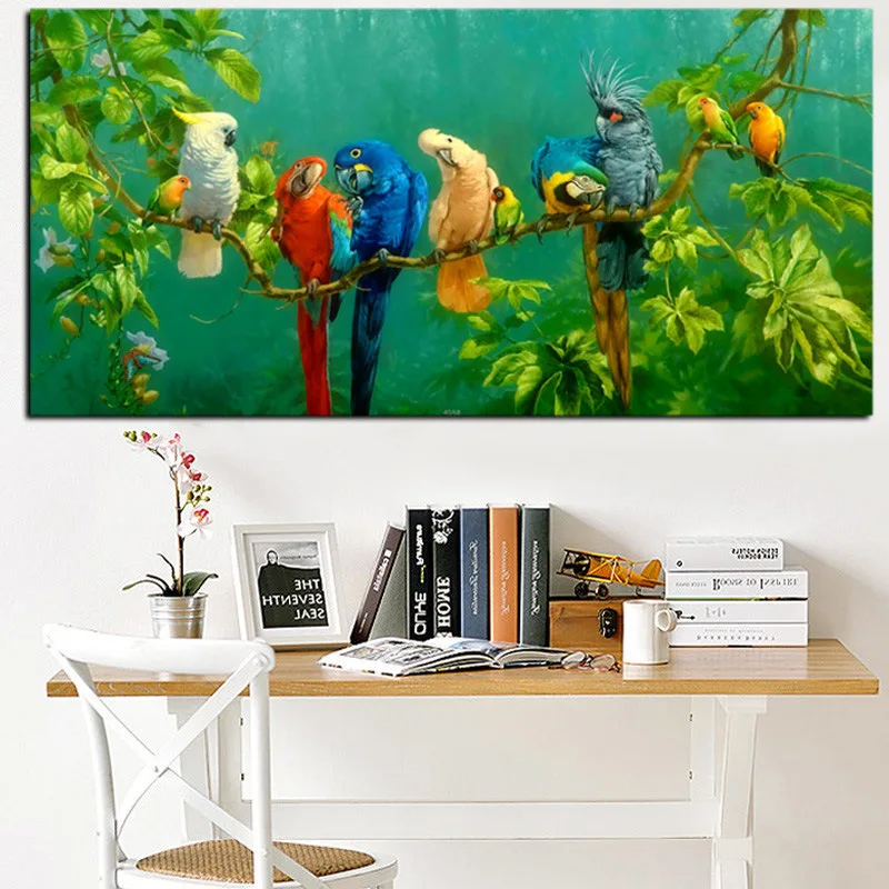 

COSY MOMENT Modern Australian Parrot Cockatoo Print On Canvas Wall Art Blue Parrot Animal Poster For Living Room Decor ZS046