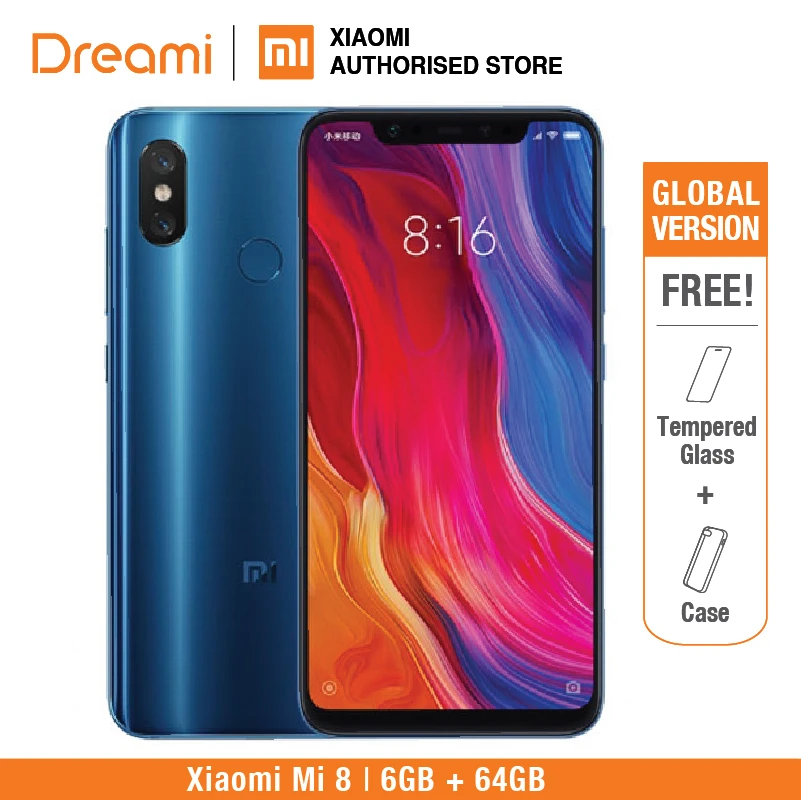 النسخة العالمية شياو mi mi 8 64 GB ROM 6 GB RAM (العلامة التجارية الجديدة و مختومة) mi 8 64 gb