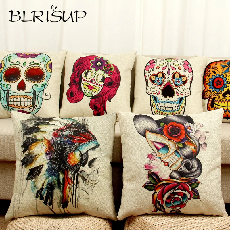 BLRISUP 45x45 см Хэллоуин Подушка с изображением черепа крышка софа рисунком бросок