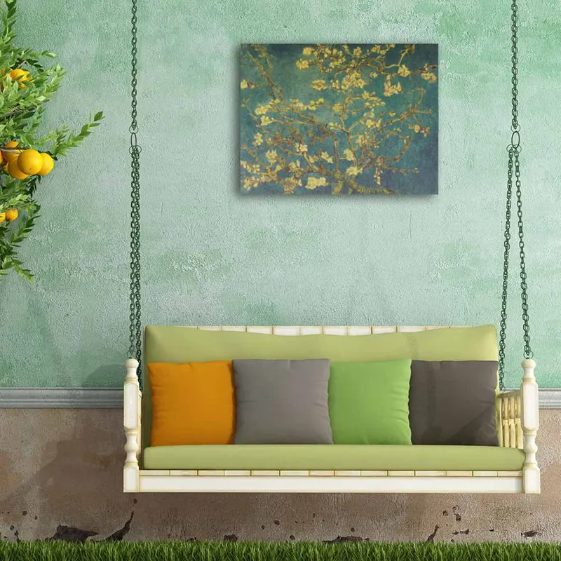 Van Gogh apricot flower nostalgia retro kraft paper poster