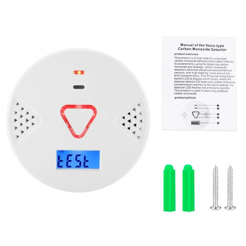 

Carbon Monoxide Alarm Sensor For Home Security Voice Warning CO Gas Sensor LCD Photoelectric Independent Detector Alarm Sensor