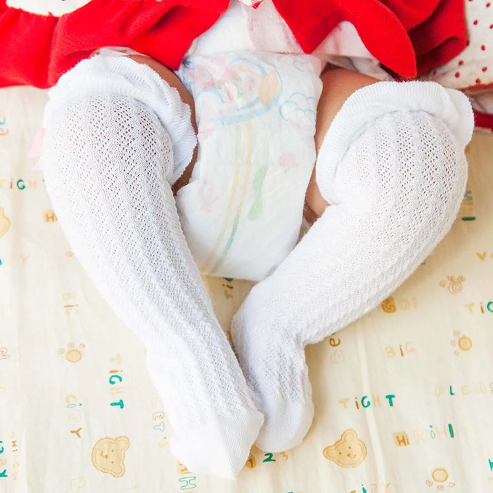 

Newborn Baby Summer Mesh Breathable Thin Knee Length Long Socks Infant Baby Girls Cotton Solid Color Slim Tube Long Socks