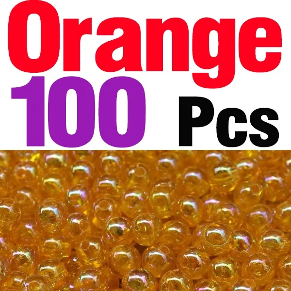 MNFT 100 шт 5 видов цветов круглые AB бусины для завязывания Мушек Рыболовные материалы для изготовления твердых плавающих рыболовных бусин диаметр Размер 6 мм - Цвет: 100PCS Orange