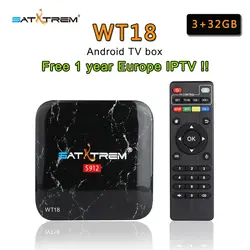 Android Smart ТВ коробка с Бесплатная 1 год IP ТВ 4 K WT18 32 GB Amlogic S912 HD BT4.0 2,4 г/5 ГГц Wi-Fi IP ТВ Media Player Доставка из Испании/RU