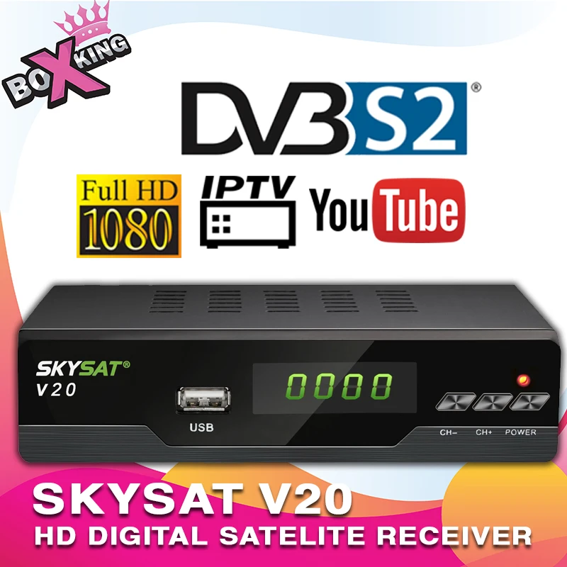

V20 DVB-S2 H.265 TV Satellite Receiver PowerVu Autoroll / Biss support Youp0rn, IPTV Wifi /3G / VPN (freesat, gtmedia) (p50)