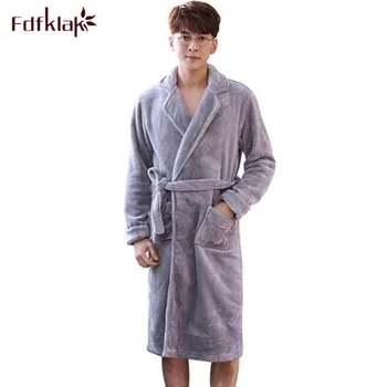 

Fdfklak Kimono men bath robe long sleeve flannel men's bathrobe sleepwear robes thicken warm man bathrobes kimono hombre L-2XL