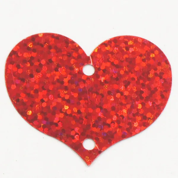 60 шт./лот 38*40 мм Лазерная голографическая Рождество сердце Листья ПВХ пайетки для вечерние поделки, скрапбук DIY - Цвет: red